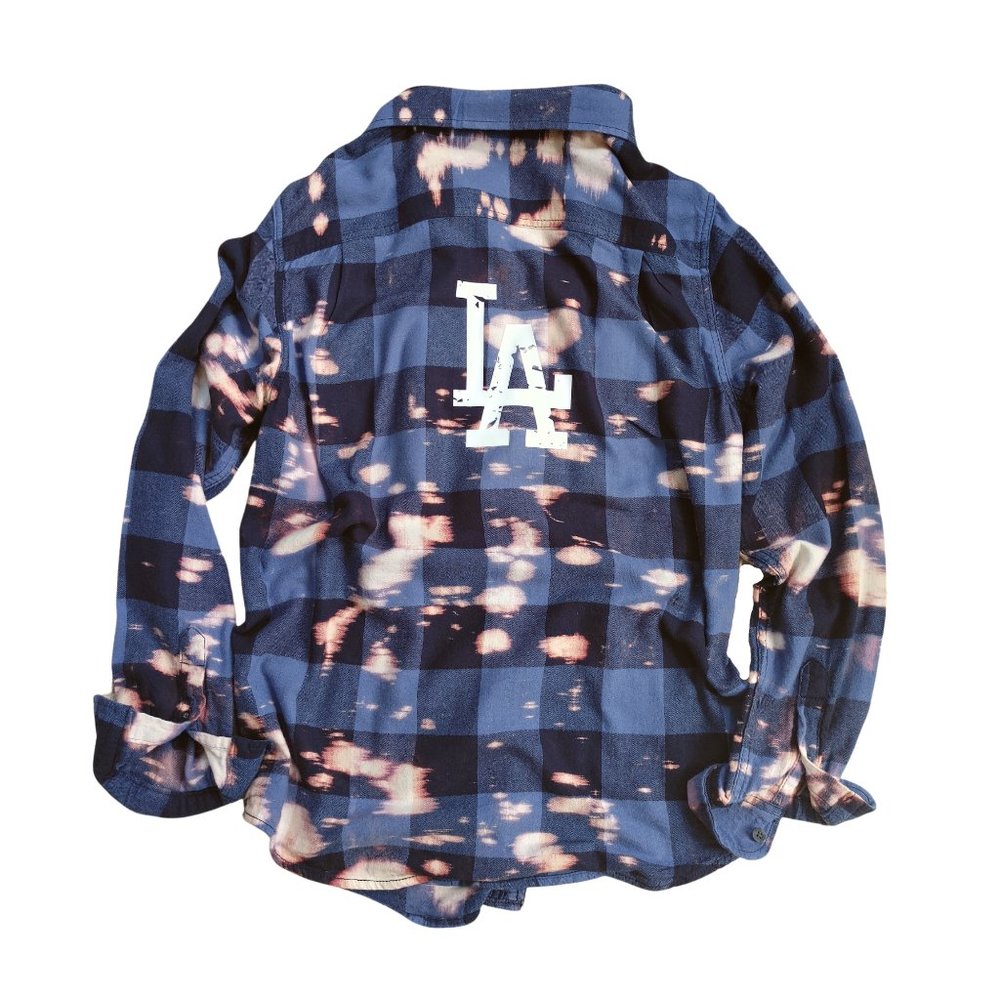 LA Dodgers Distressed Bleached Flannel Shirt